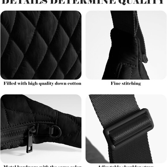 Ultra-Lightweight Quilted Crossbody Bag - Fashion Meets Functionality in Black - Picture 5 of 6